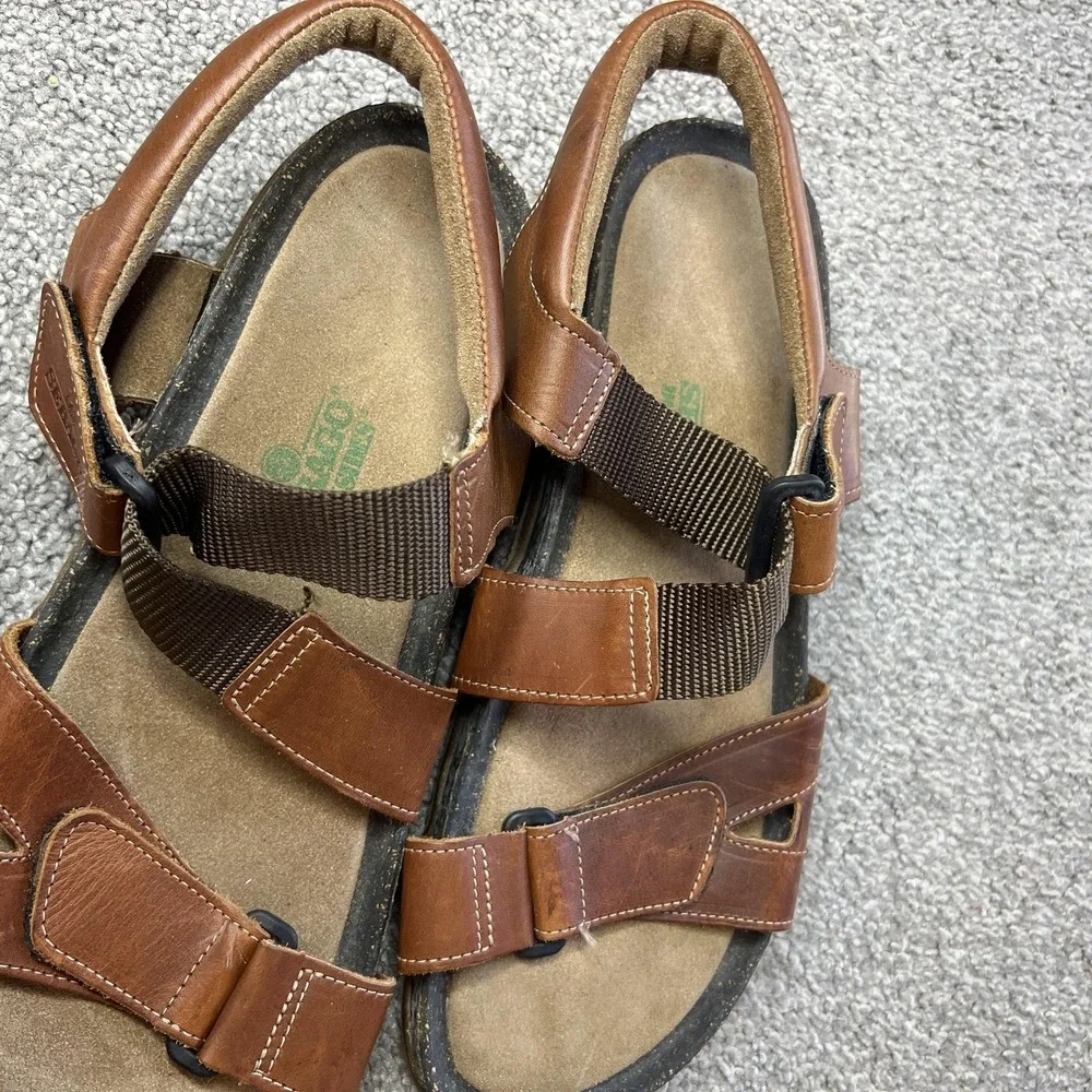 Sebago Docksides Sandals Mens Size 13 Brown‎ Leather Adjustable Slip On Comfort